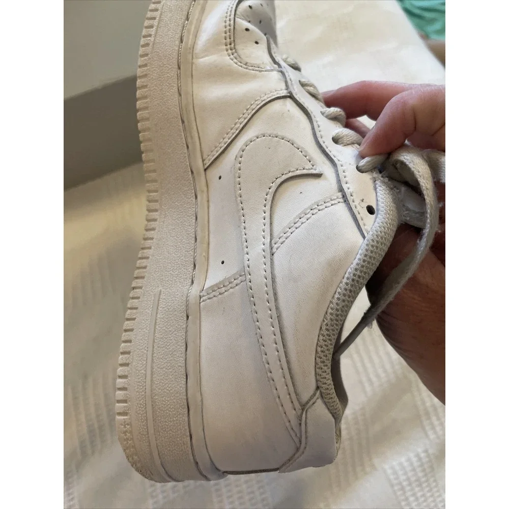 NIKE Air Force 1 Low GS  White Leather Sneakers Youth Size 4.5 314192-117 (Drew)